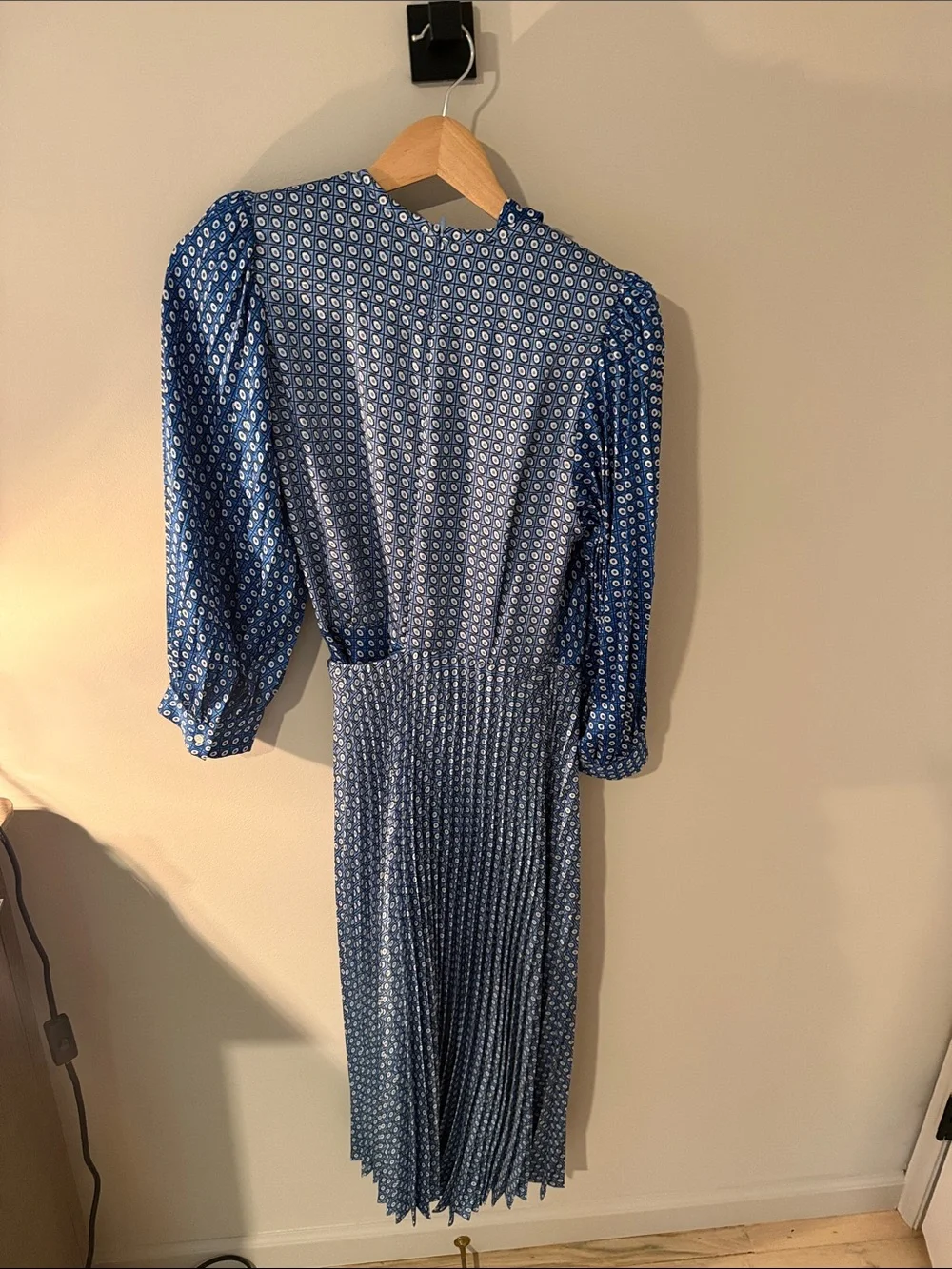 Sandro Blue Polka-Dot Wrap Midi Dress